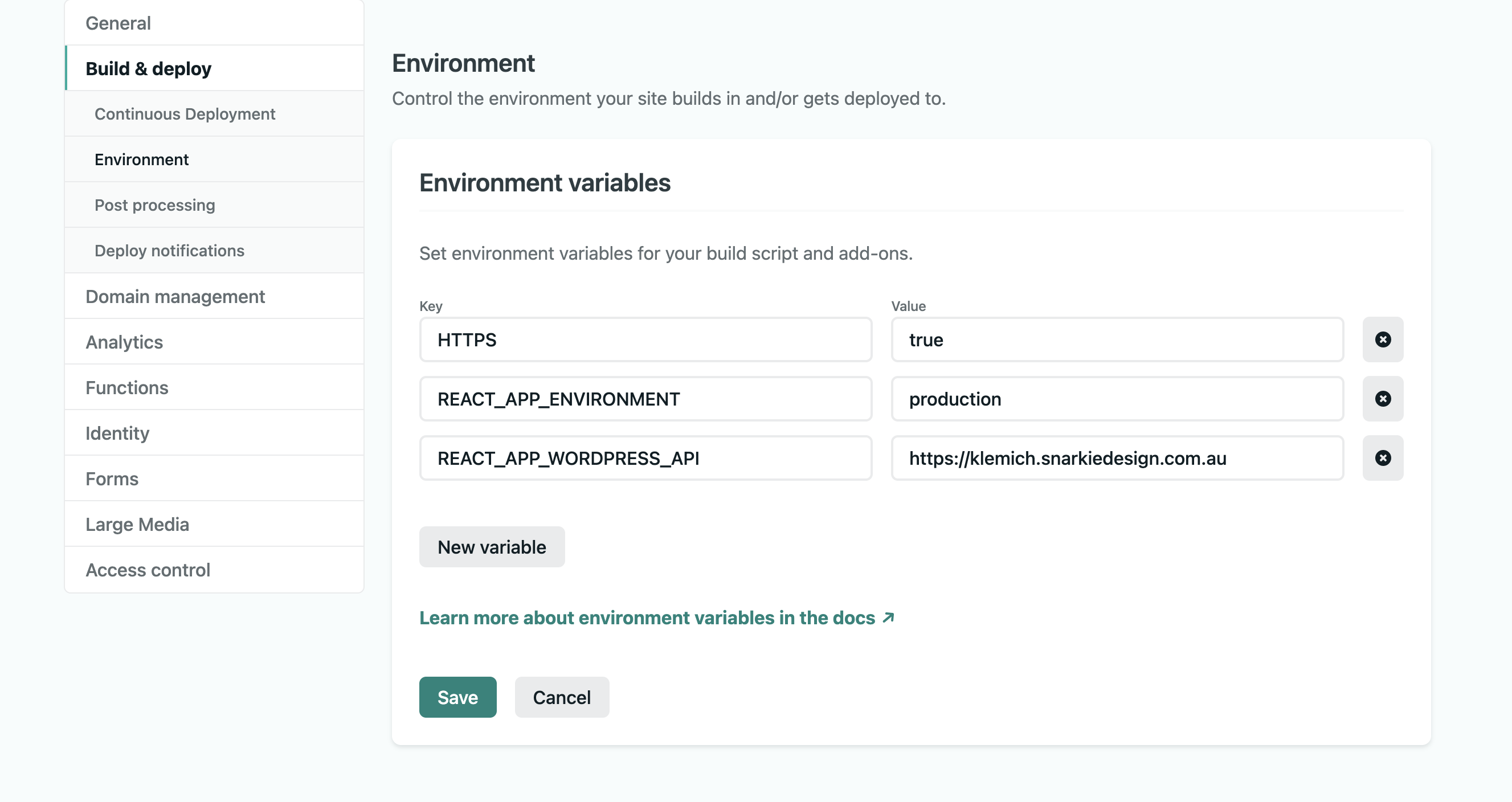 Environment variables